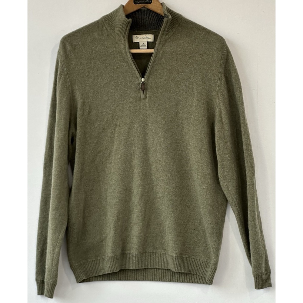 Nordstrom Cashmere 1/4 Zip Sweater Business Professional Classy Green Men's M